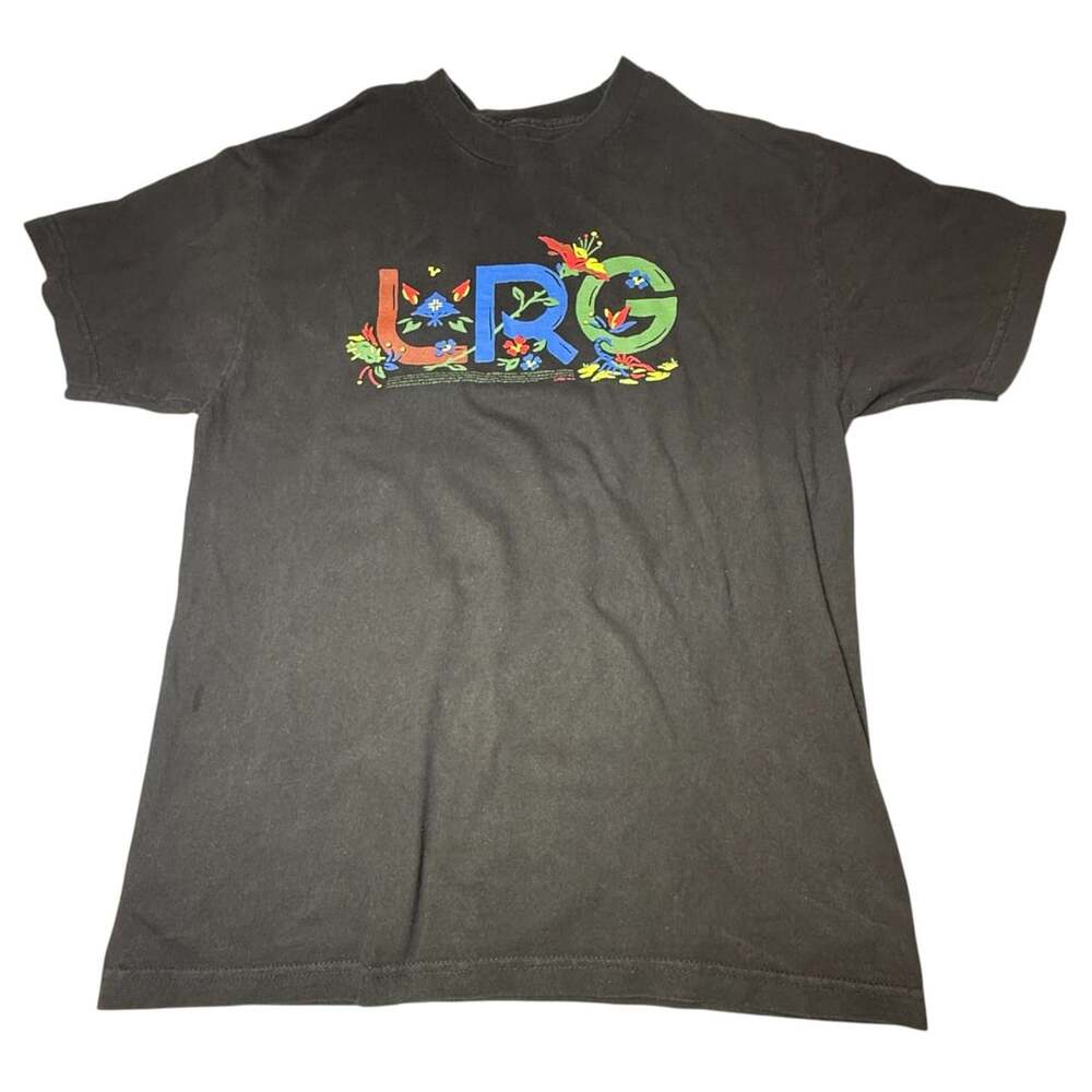 LRG T-Shirt Size Large Black Floral Logo Cotton